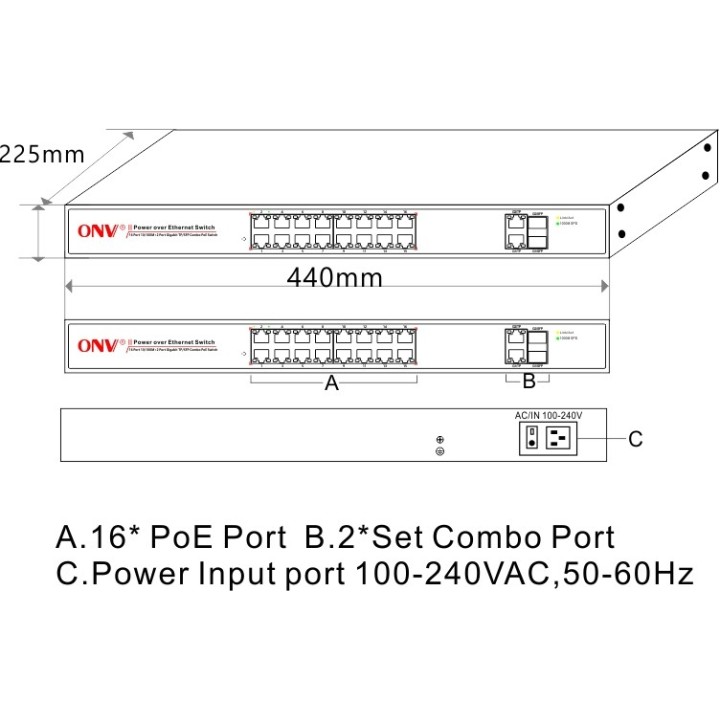 Eupart POE31016PFA-AT Commutateur POE 16 + 2 ports 802.3at — image 2