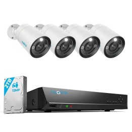 Reolink RLK8-1200B4-A-2.8MM, système de sécurité 12MP PoE avec détection intelligente et projecteurs