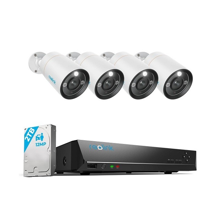Reolink RLK8-1200B4-A-2.8MM, 12MP PoE beveiligingsset met slimme detectie en spotlights