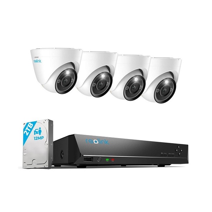 Reolink RLK8-1200D4-A-2.8MM, système de sécurité PoE 12MP avec imagerie couleur 24/7