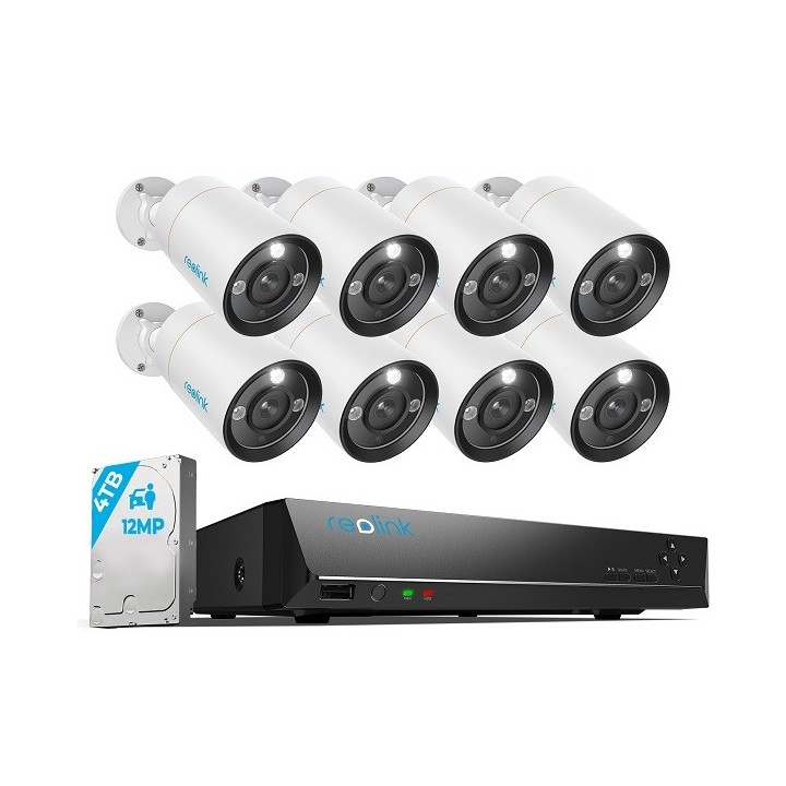 Reolink RLK16-1200B8-A 2.8MM, smart 12MP PoE security system with 24/7 recording