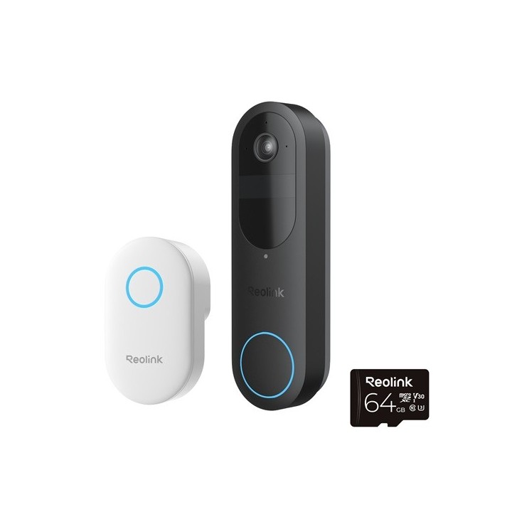Reolink D340B Akku Video-Türklingel mit Chime und 64GB micro SD-Karte (schwarz)