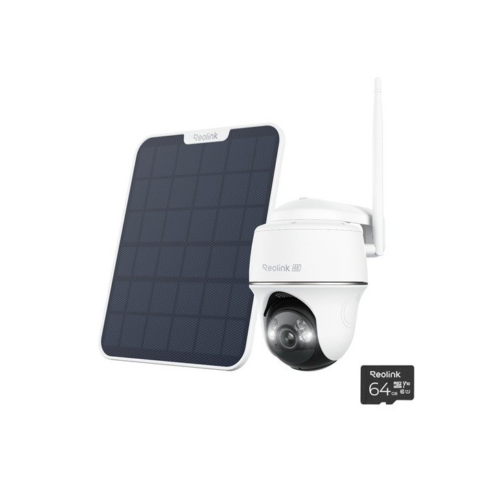 Reolink B440+Solar, 4K/8MP Dual-Band WiFi PT Außenkamera mit Solarpanel und 64GB Micro-SD-Karte, Paketangebot